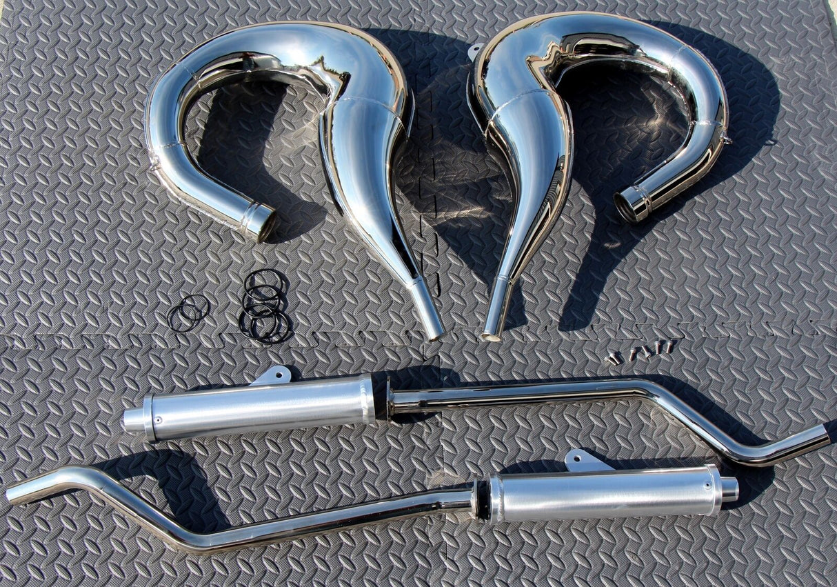 Yamaha Banshee CHROME in frame SHEARER drag pipes small bore 87-06 AIRBOX STYLE 2