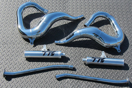 NEW Yamaha Banshee CHROME Toomey Racing T5 Pipes + T-5 silencers 1987-2006 1