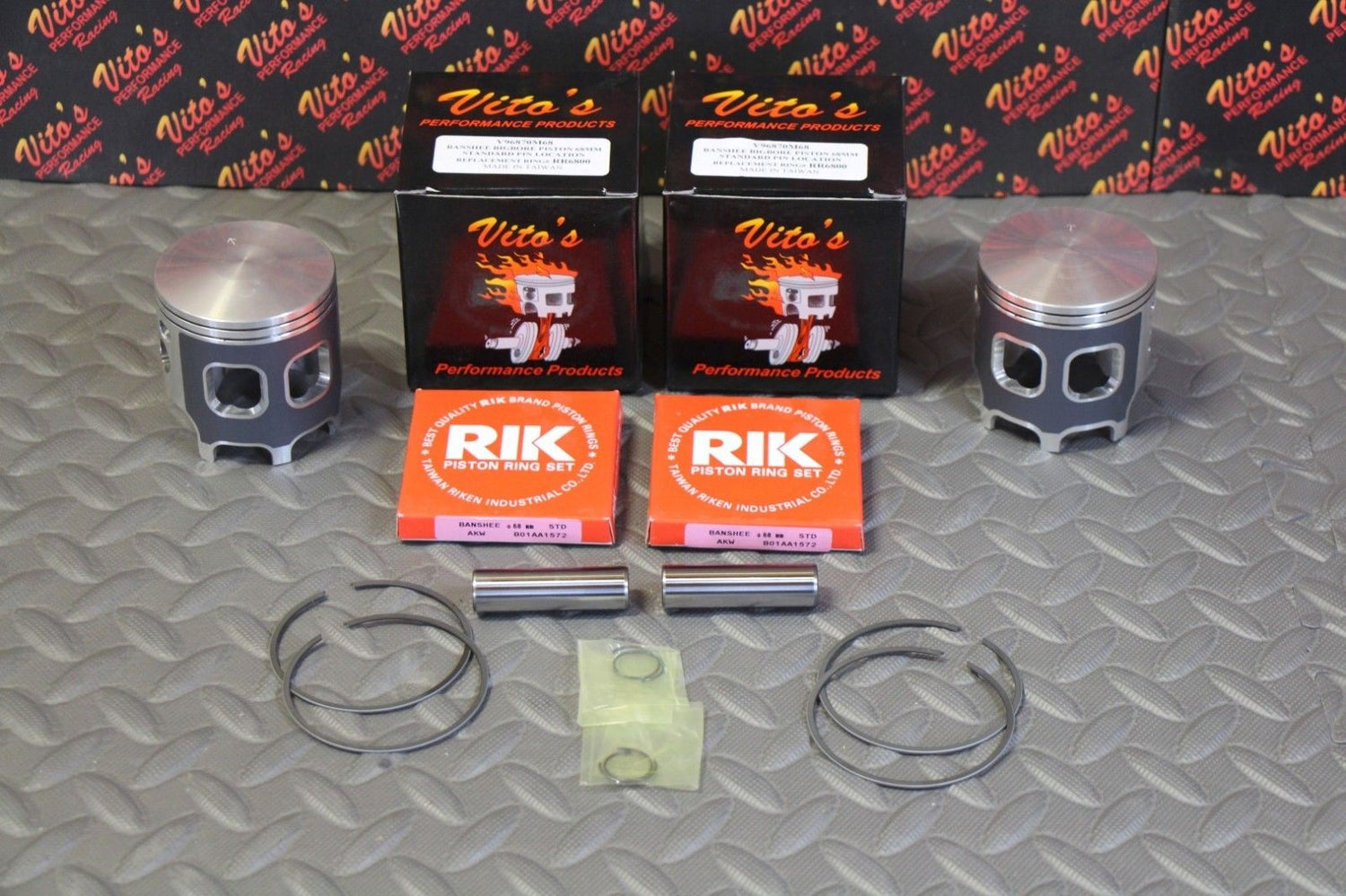 2 x Vito's ATHENA Banshee pistons FORGED 68.00 stock cylinder BIG BORE 68mm 3