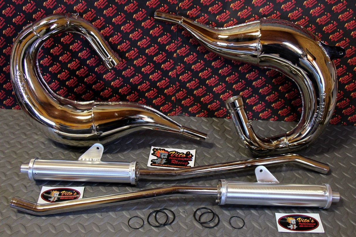 Vito's Performance FAT BASTARD pipes in frame 1987-2006 Yamaha Banshee CHROME 1