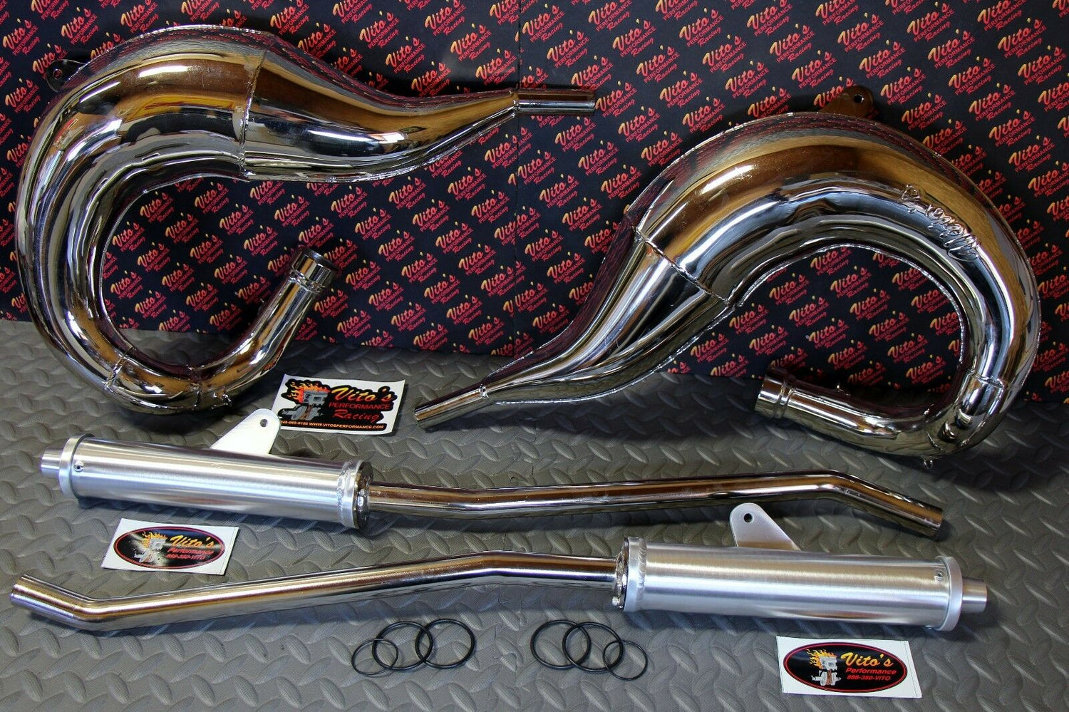 Vito's Performance FAT BASTARD pipes in frame 1987-2006 Yamaha Banshee CHROME 2