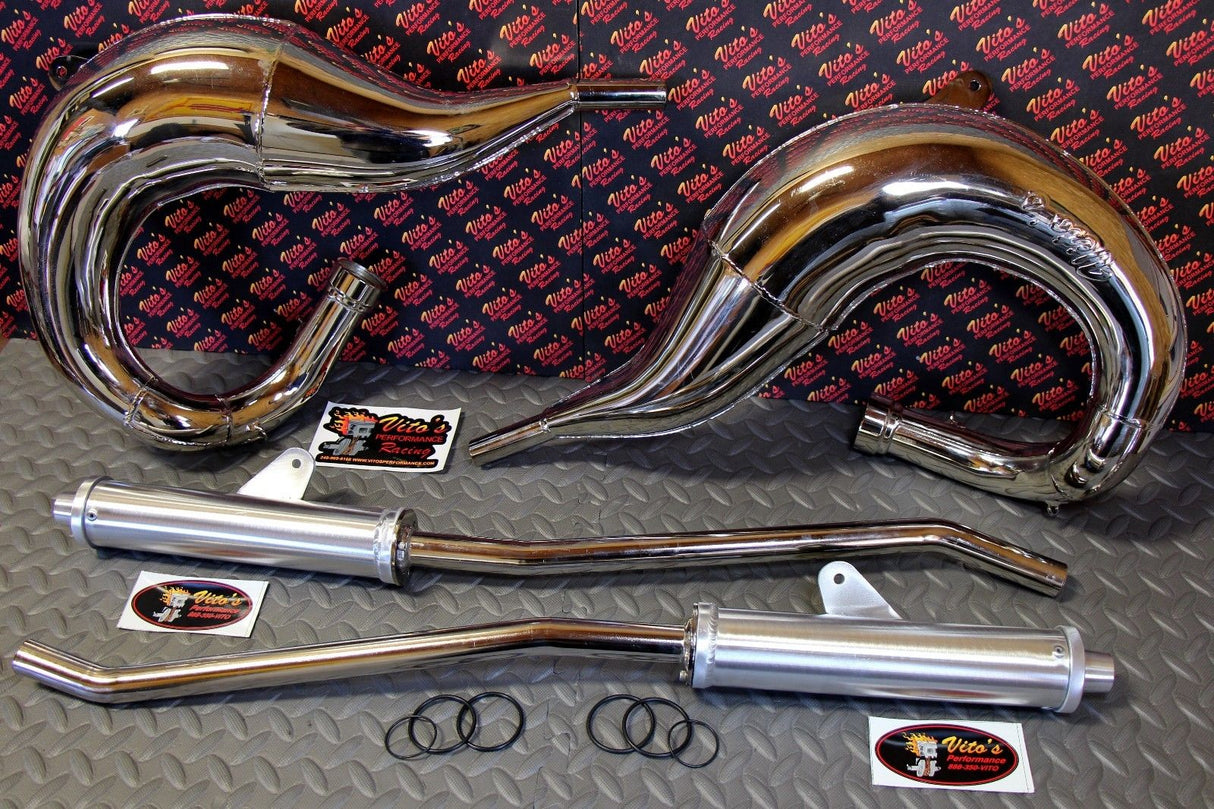 Vito's Performance FAT BASTARD pipes in frame 1987-2006 Yamaha Banshee CHROME 6