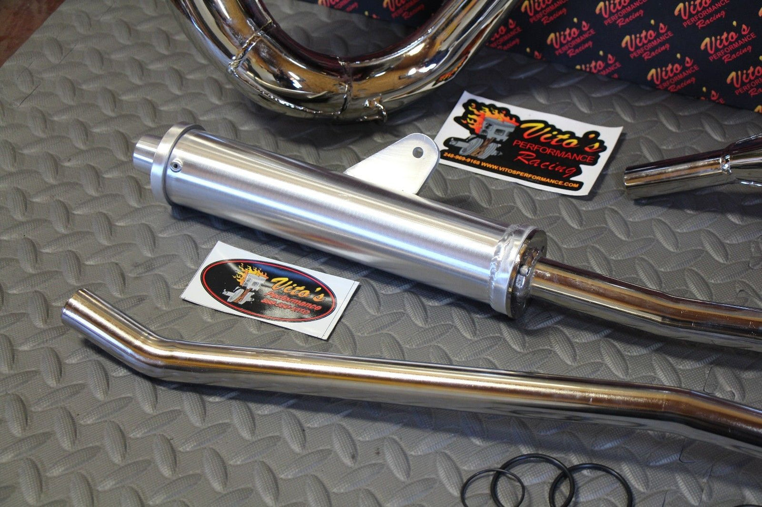 Vito's Performance FAT BASTARD pipes in frame 1987-2006 Yamaha Banshee CHROME 7