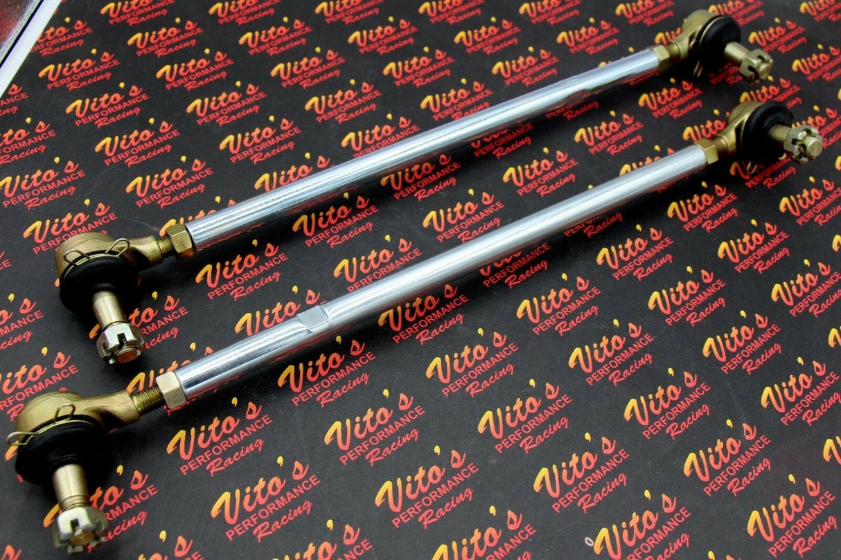 2 x NEW Vito's Yamaha Banshee SILVER tie rods + ball joints STOCK LENGTH kit 1
