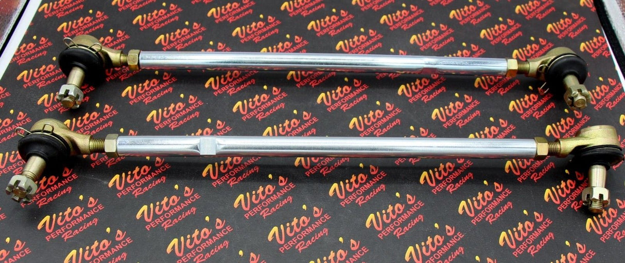 2 x NEW Vito's Yamaha Banshee SILVER tie rods + ball joints STOCK LENGTH kit 2