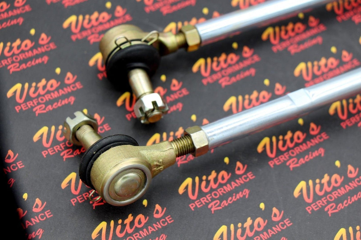 2 x NEW Vito's Yamaha Banshee SILVER tie rods + ball joints STOCK LENGTH kit 4