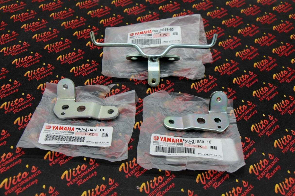 New Yamaha Banshee Radiator Tab Tabs Brackets + Steering Stem Mounts Factory Oem 1