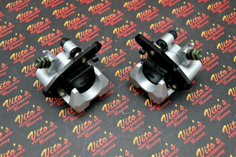 2 x Yamaha Banshee front brake calipers brakes & new pads left + right SILVER 3