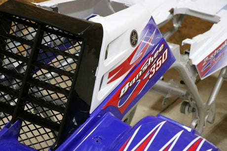 Yamaha Banshee fenders + gas tank plastic + grill + graphics RED WHITE BLUE 2010 11
