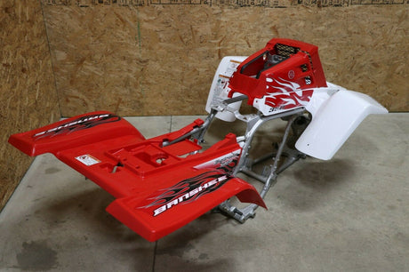 Yamaha Banshee fenders + gas tank plastic + grill + graphics WHITE  RED 2009 5