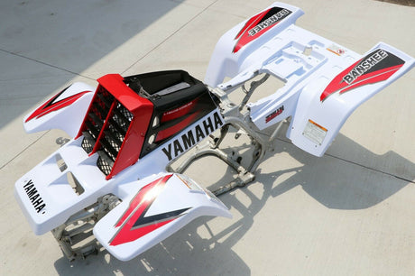 Yamaha Banshee fenders + gas tank plastic + grill + graphics WHITE and RED 2000 2