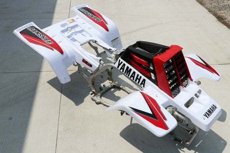 Yamaha Banshee fenders + gas tank plastic + grill + graphics WHITE and RED 2000 12
