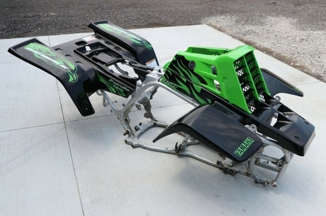 Yamaha Banshee fenders + gas tank plastic + grill + graphics BLACK GREEN 2
