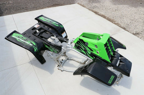 Yamaha Banshee fenders + gas tank plastic + grill + graphics BLACK GREEN 3