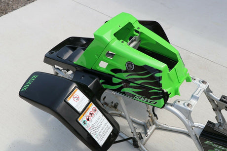 Yamaha Banshee fenders + gas tank plastic + grill + graphics BLACK GREEN 5