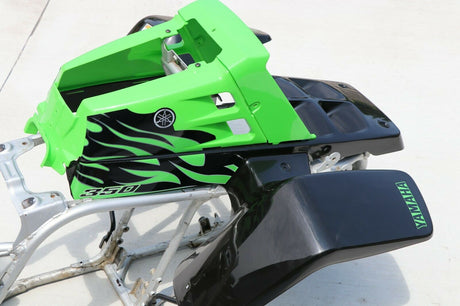 Yamaha Banshee fenders + gas tank plastic + grill + graphics BLACK GREEN 7