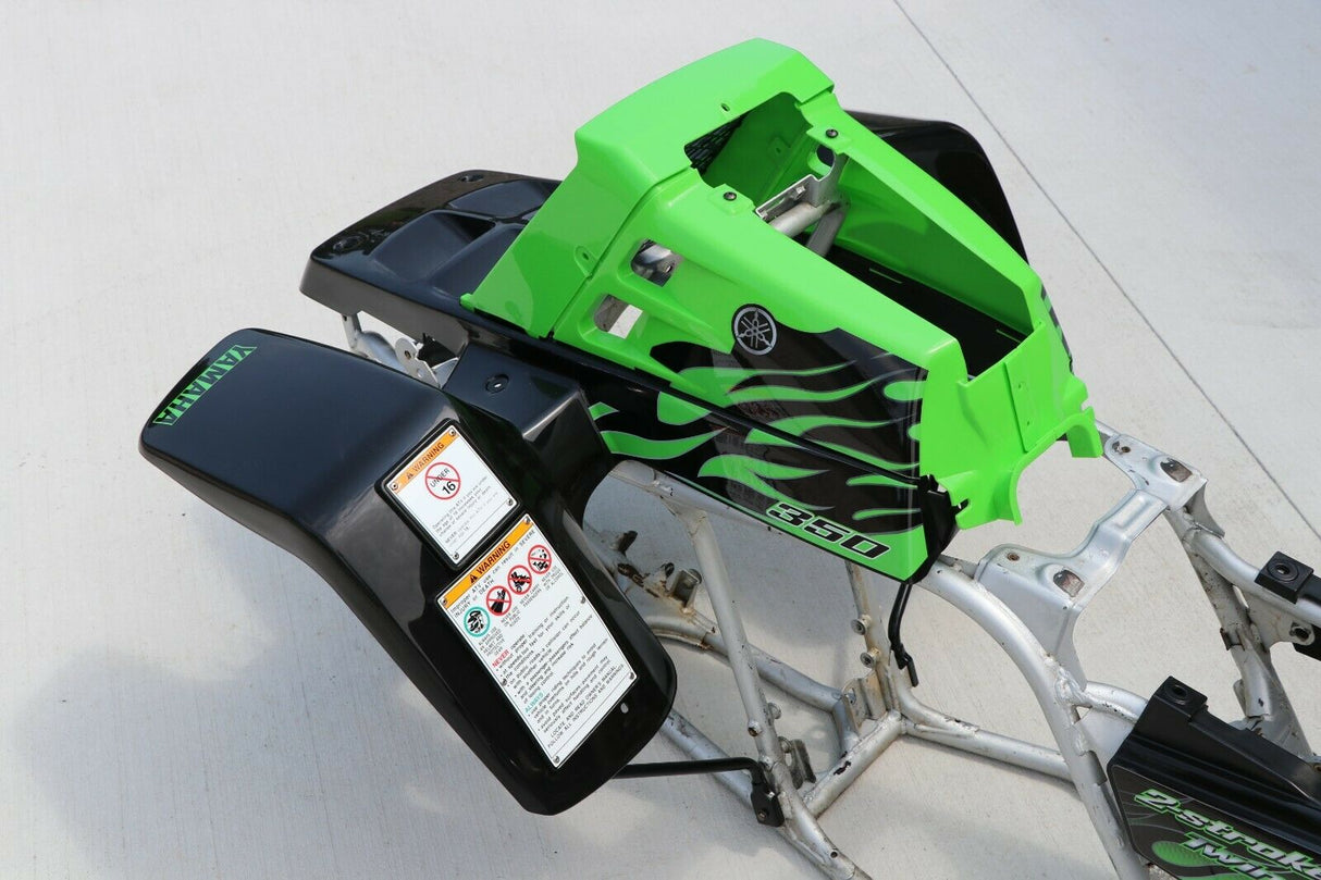 Yamaha Banshee fenders + gas tank plastic + grill + graphics BLACK GREEN 9