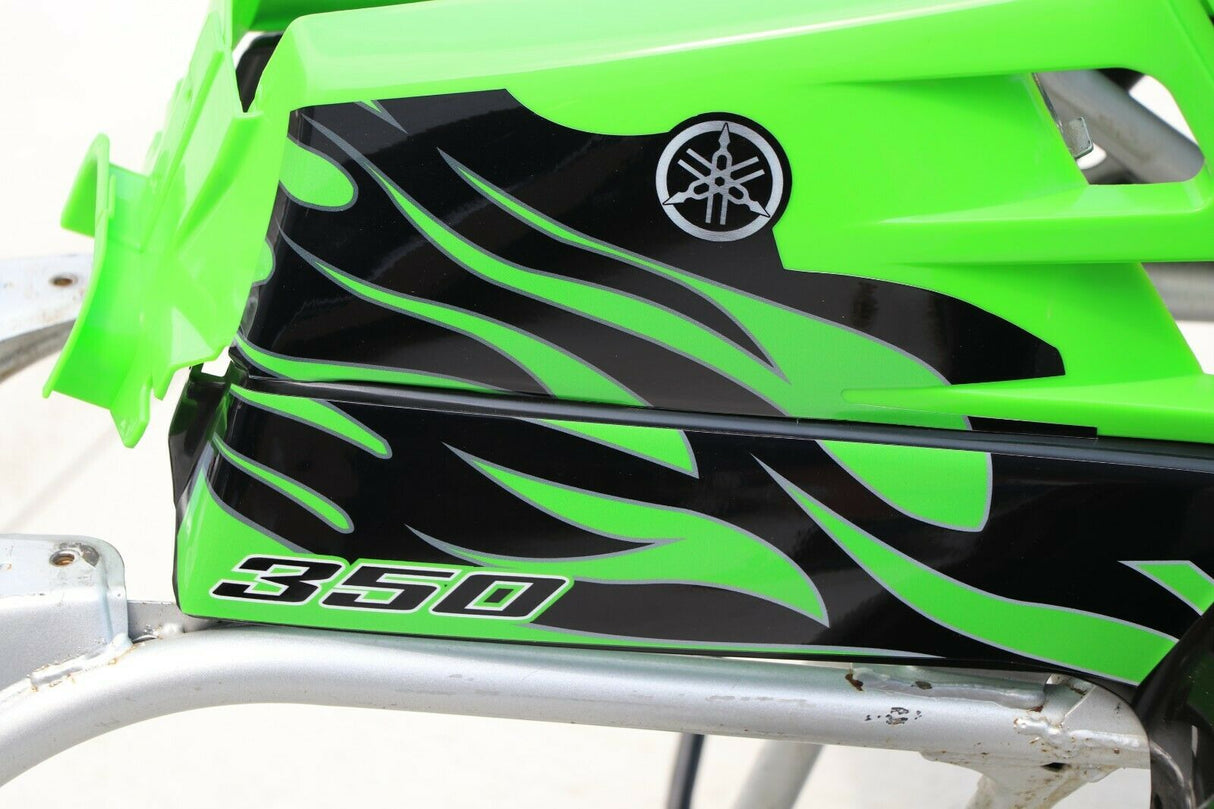 Yamaha Banshee fenders + gas tank plastic + grill + graphics BLACK GREEN 10