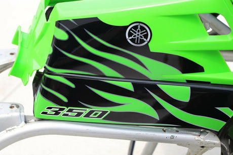 Yamaha Banshee fenders + gas tank plastic + grill + graphics BLACK GREEN 10