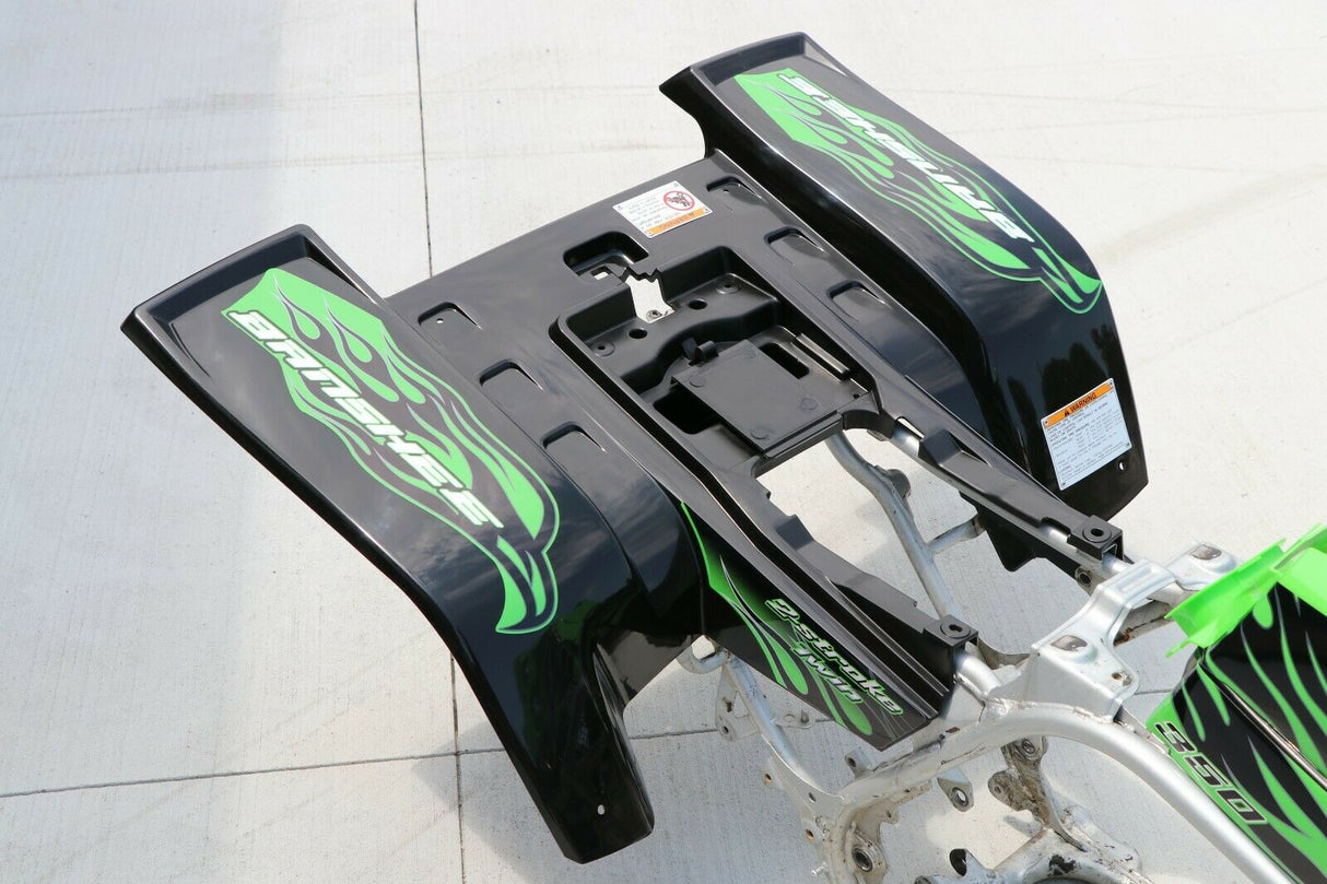 Yamaha Banshee fenders + gas tank plastic + grill + graphics BLACK GREEN 11