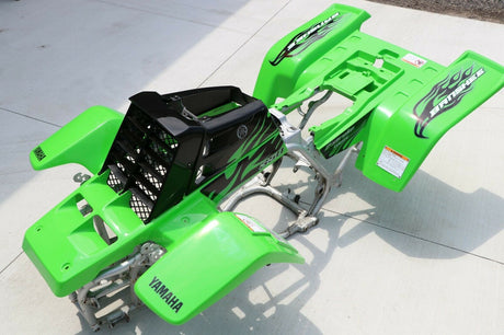 Yamaha Banshee fenders + gas tank plastic + grill + graphics GREEN BLACK 2