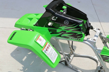 Yamaha Banshee fenders + gas tank plastic + grill + graphics GREEN BLACK 4
