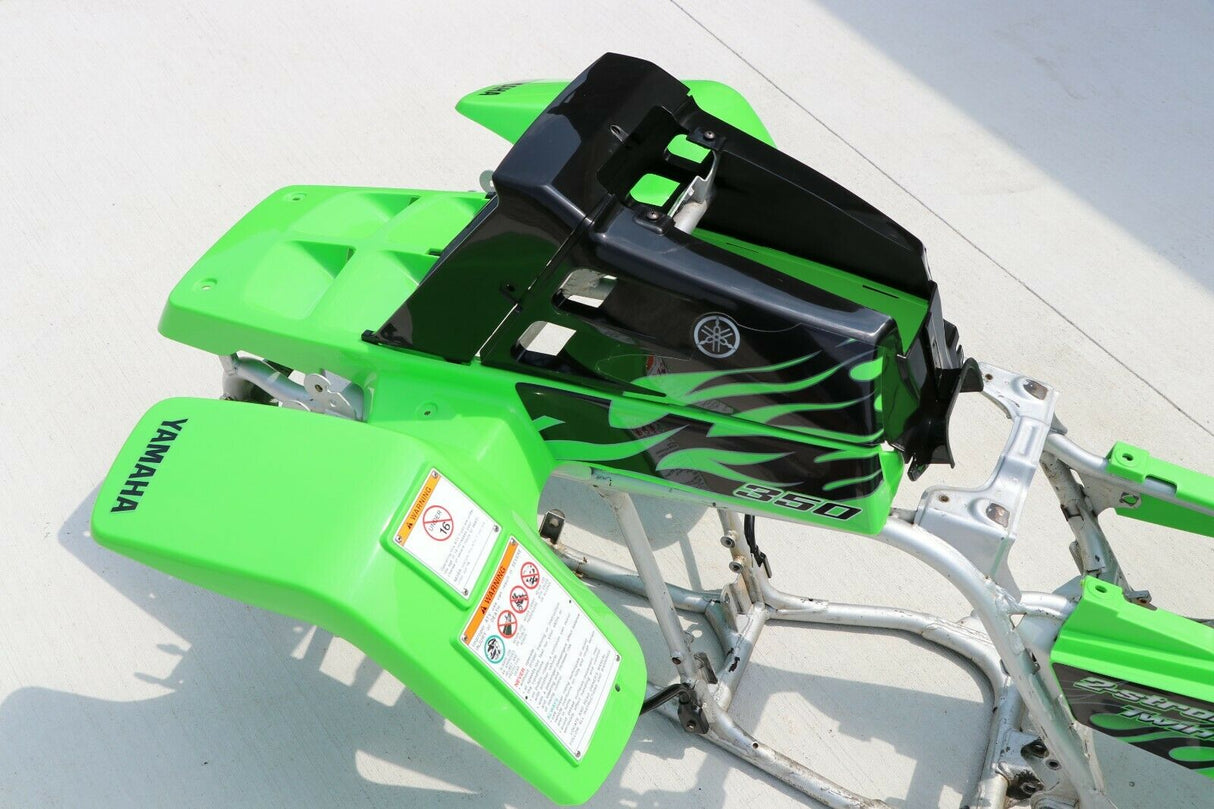 Yamaha Banshee fenders + gas tank plastic + grill + graphics GREEN BLACK 8