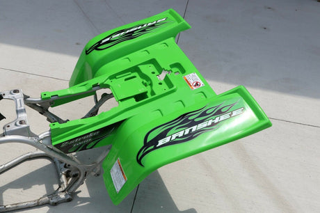 Yamaha Banshee fenders + gas tank plastic + grill + graphics GREEN BLACK 9