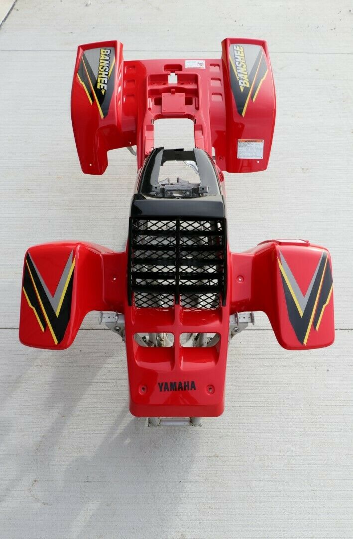 Yamaha Banshee fenders + gas tank plastic + grill + graphics BLACK  RED 1999 3
