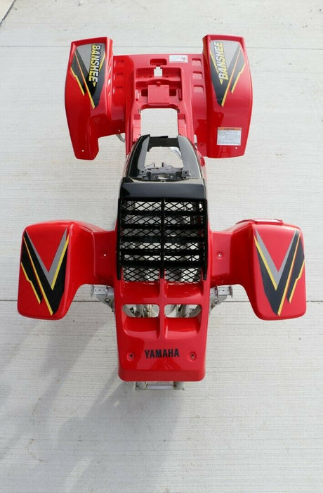 Yamaha Banshee fenders + gas tank plastic + grill + graphics BLACK  RED 1999 3