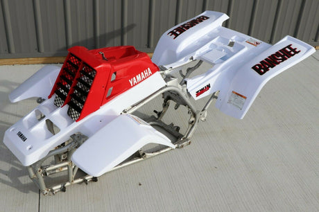 Yamaha Banshee fenders + gas tank plastic + grill + graphics WHITE  RED 1987 2