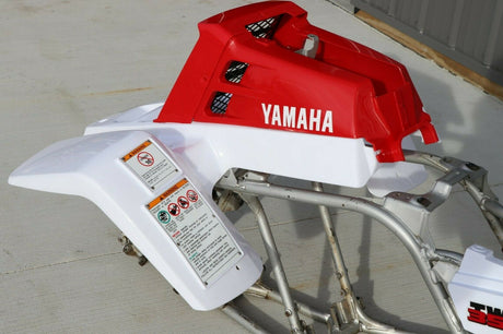 Yamaha Banshee fenders + gas tank plastic + grill + graphics WHITE  RED 1987 4