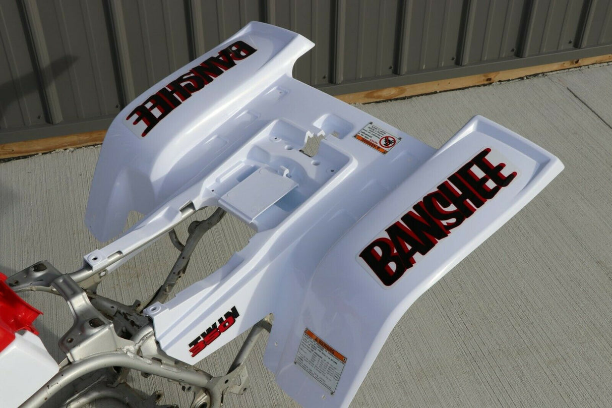 Yamaha Banshee fenders + gas tank plastic + grill + graphics WHITE  RED 1987 9