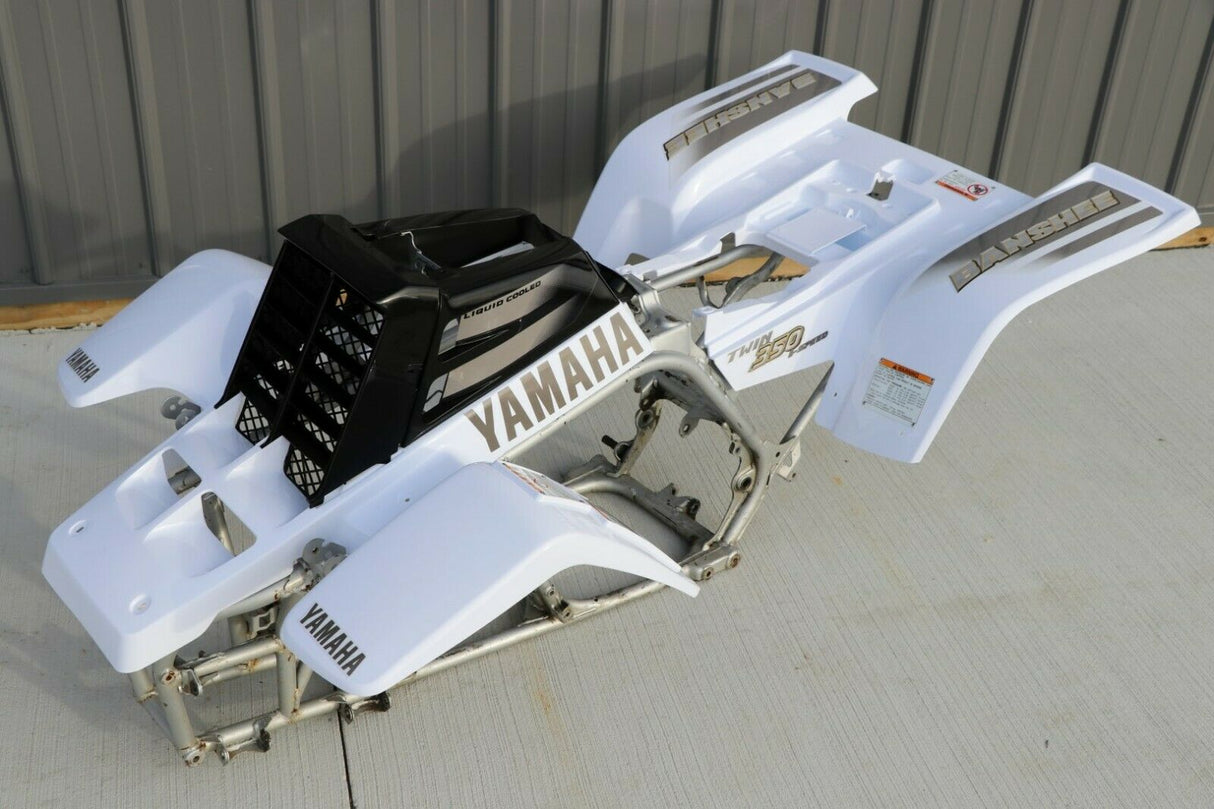 Yamaha Banshee fenders + gas tank plastic + grill + graphics WHITE  BLACK 2001 3