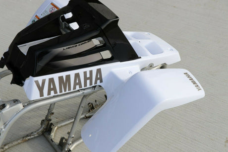 Yamaha Banshee fenders + gas tank plastic + grill + graphics WHITE  BLACK 2001 6