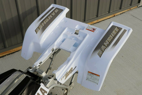 Yamaha Banshee fenders + gas tank plastic + grill + graphics WHITE  BLACK 2001 10