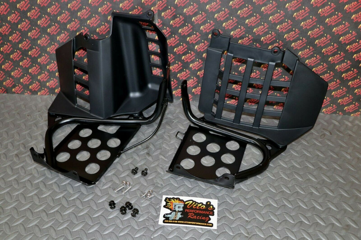 Black Heel Guards footrest Yamaha Banshee nerf bars plastics + HARDWARE BOLT KIT 1