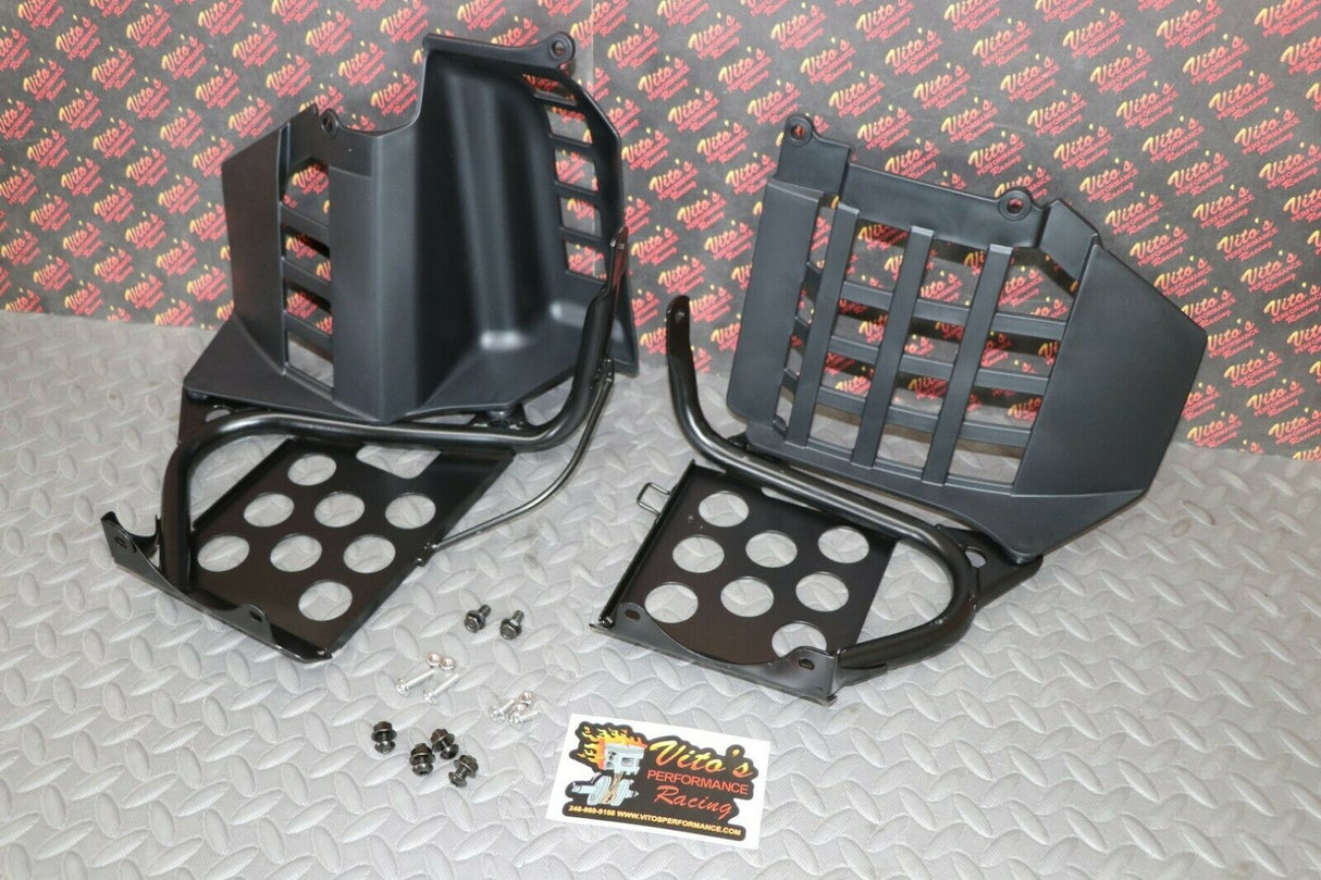 Black Heel Guards footrest Yamaha Banshee nerf bars plastics + HARDWARE BOLT KIT 2