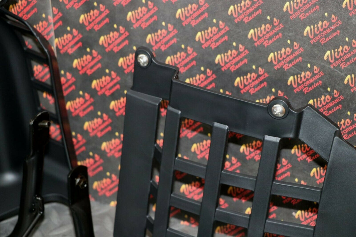 Black Heel Guards footrest Yamaha Banshee nerf bars plastics + HARDWARE BOLT KIT 6