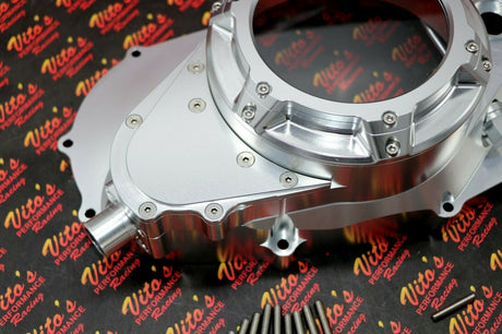 CLUTCH COVER + LOCK UP KIT Billet aluminum Yamaha Banshee clear window SILVER 8