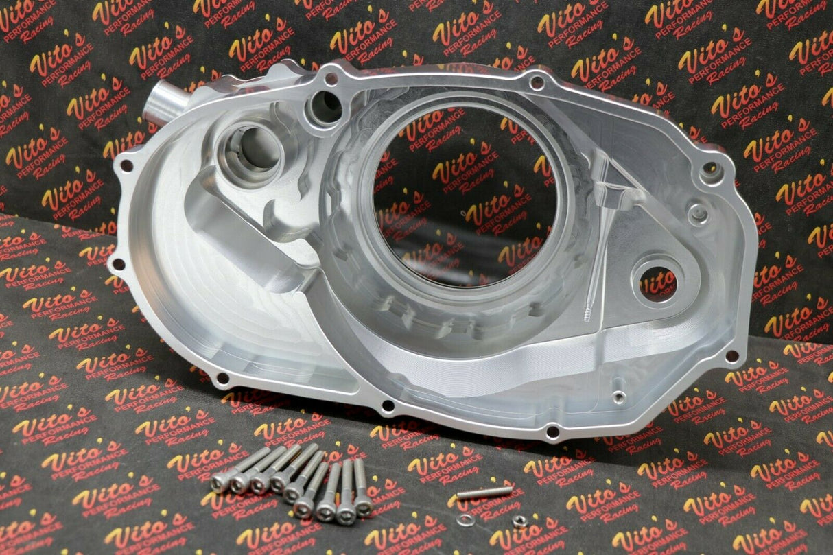 CLUTCH COVER + LOCK UP KIT Billet aluminum Yamaha Banshee clear window SILVER 10