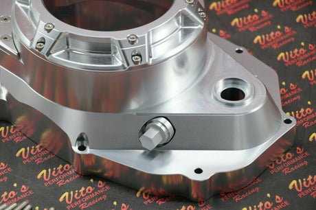 CLUTCH COVER + LOCK UP KIT Billet aluminum Yamaha Banshee clear window SILVER 12