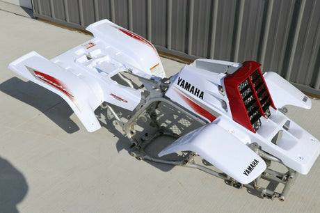 Yamaha Banshee fenders + gas tank plastic grill graphics WHITE CHERRY RED 2004 1