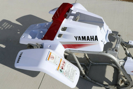 Yamaha Banshee fenders + gas tank plastic grill graphics WHITE CHERRY RED 2004 8