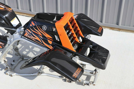 Yamaha Banshee fenders + gas tank plastic + grill + graphics BLACK ORANGE Set B 3