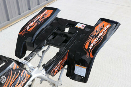 Yamaha Banshee fenders + gas tank plastic + grill + graphics BLACK ORANGE Set B 7
