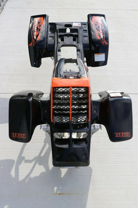 Yamaha Banshee fenders + gas tank plastic + grill + graphics BLACK ORANGE Set B 9