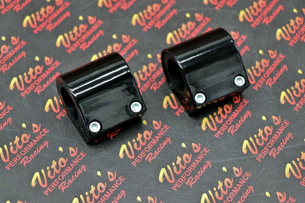 2 x ALUMINUM exhaust pipe clamps muffler connectors Yamaha Banshee GLOSS BLACK 2