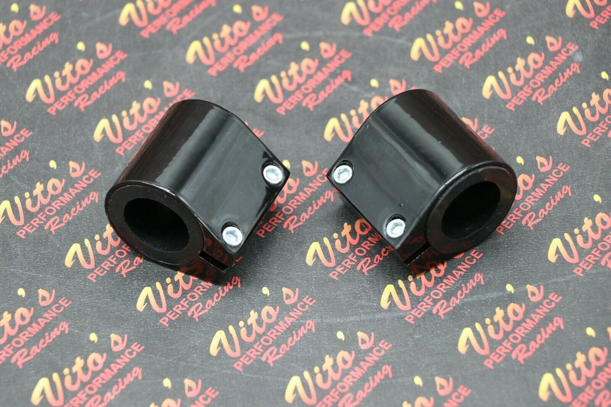2 x ALUMINUM exhaust pipe clamps muffler connectors Yamaha Banshee GLOSS BLACK 7