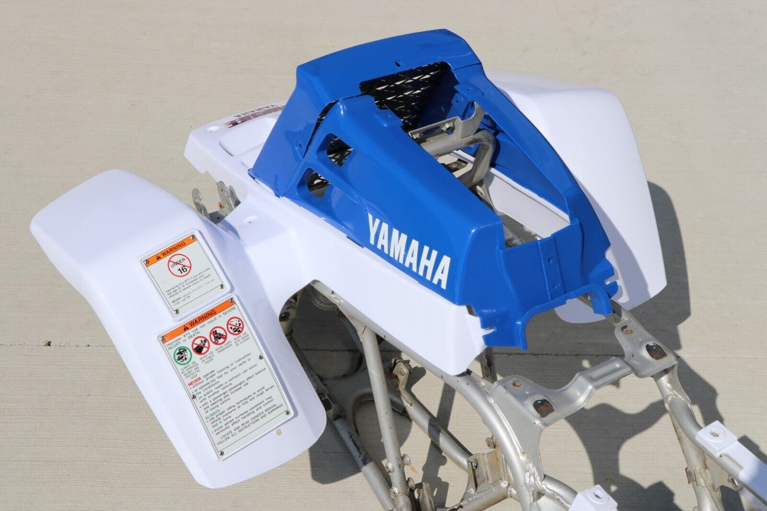 Yamaha Banshee fenders + gas tank plastic grill graphics WHITE LIGHT BLUE 1988 8
